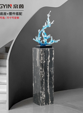 定制现代玄关落地大理石装饰酒店走廊雕塑展示底座台