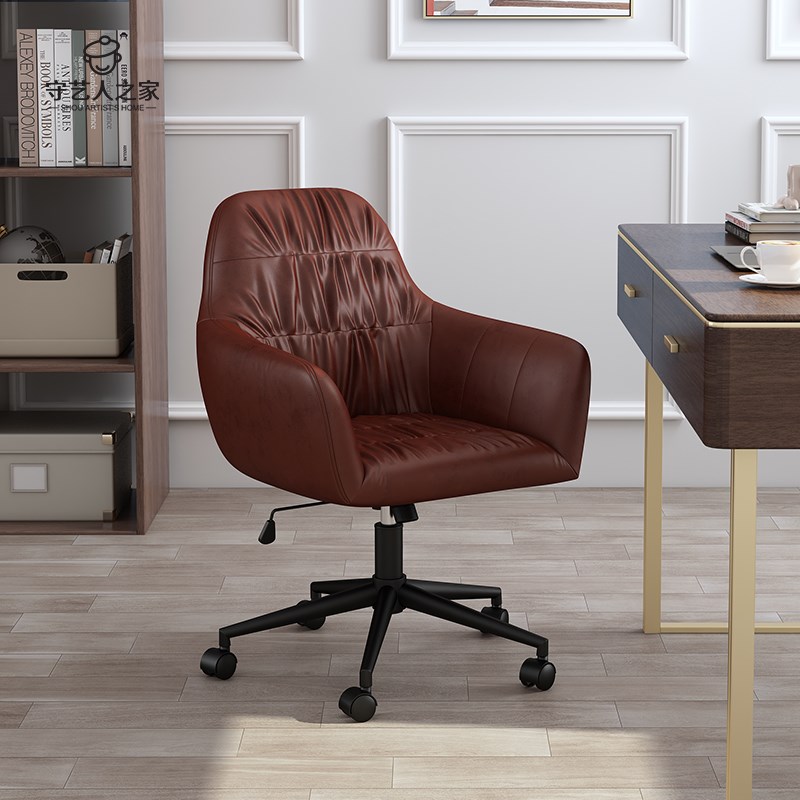法式复古风电脑椅家用书桌椅可旋转升降办公椅久坐舒适学习椅