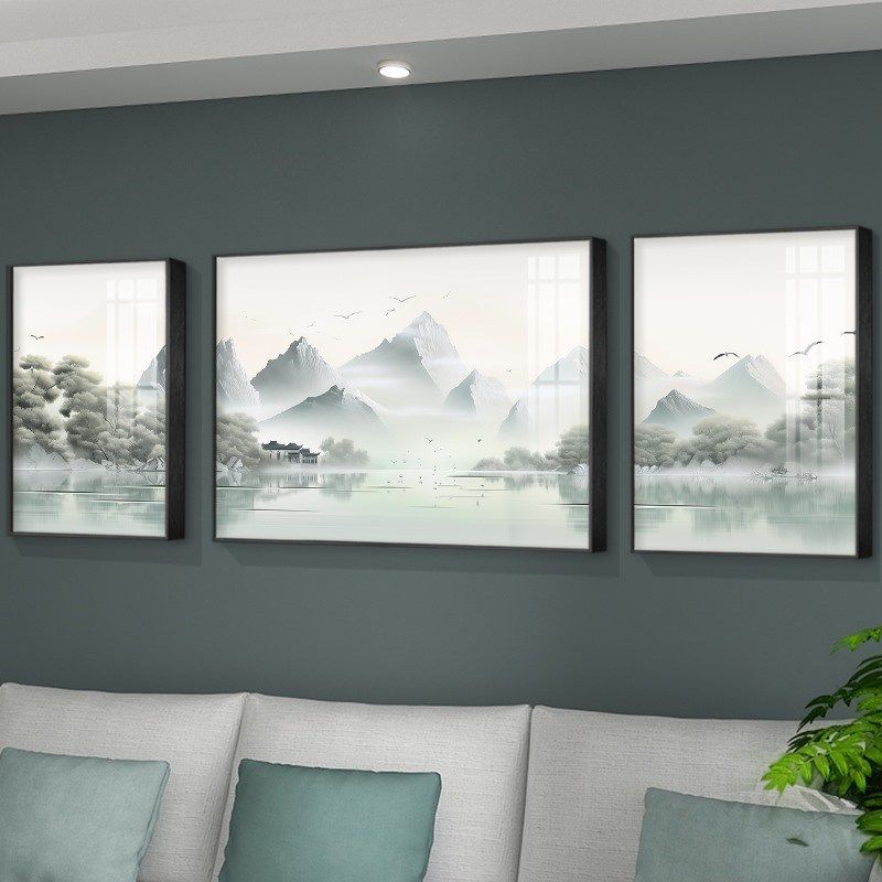 现代沙发背景墙装饰画级感客厅三联风景挂画抽象艺术画,家居饰品,现代装饰画,淘宝优惠券,粉丝福利购,淘宝优惠卷