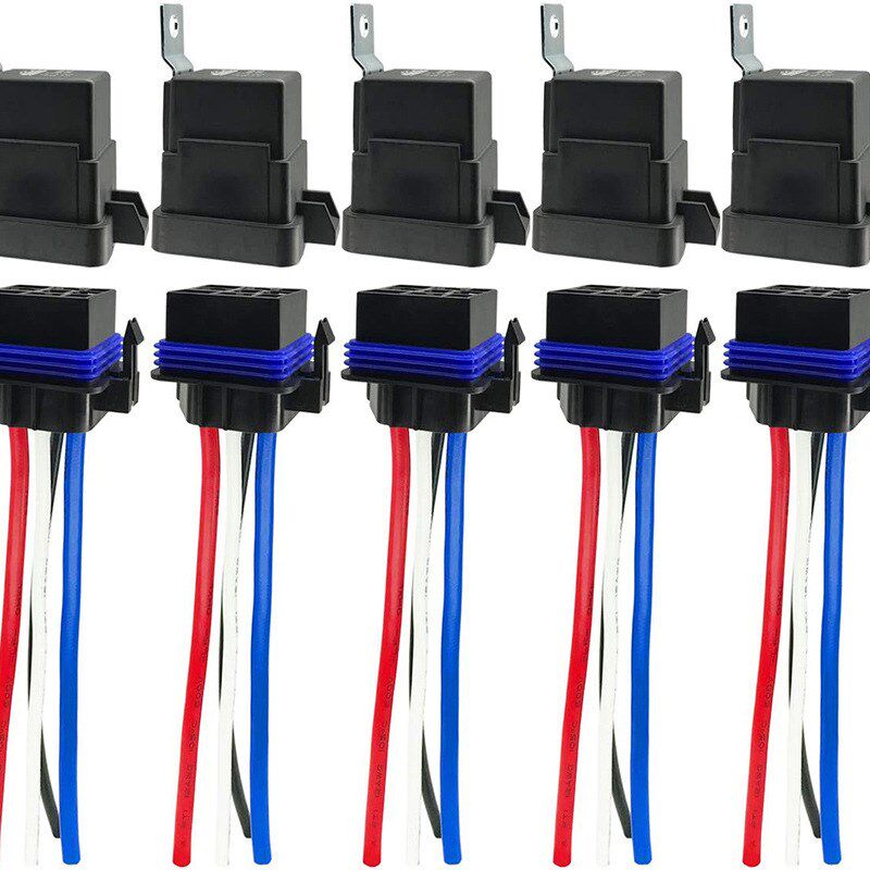 跨境40A继电器12V-1A/1C防水一体五只装汽车继电器 80A继电器