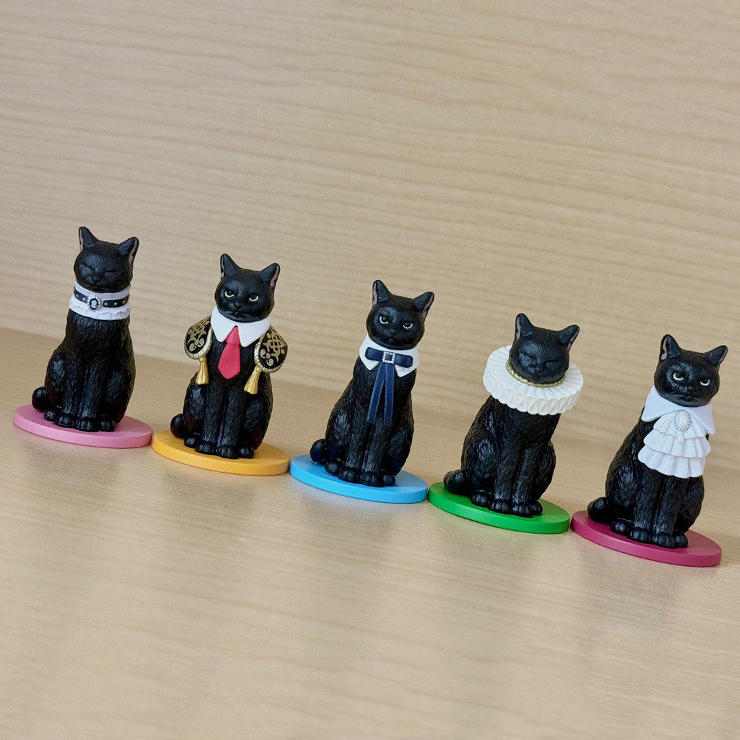模玩*预售扭蛋美丽的黑猫与高贵的项圈贵族猫斗牛士桌面小摆件