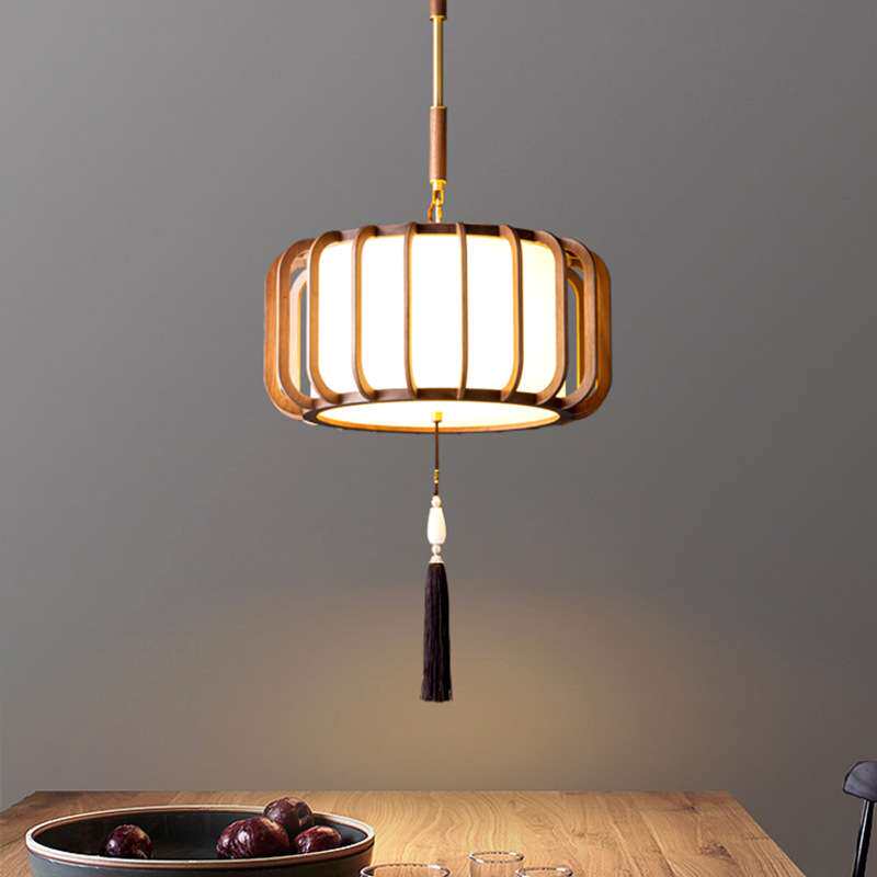 新中式禅意茶室吊灯中国风乌檀木餐厅吊灯个性长条木质吧台吊灯具