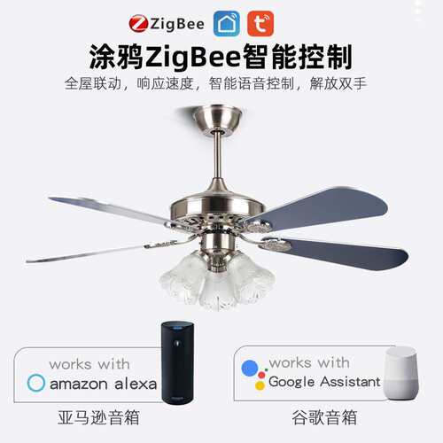 复古美式吸顶风扇灯大风力48寸吊顶大吊扇灯带扇叶客厅餐厅风扇灯