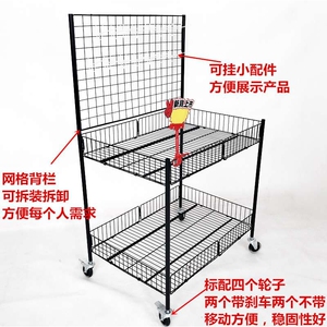 摆摊小推车地推折叠桌促销手推车移动折叠货架商超货架力何双面