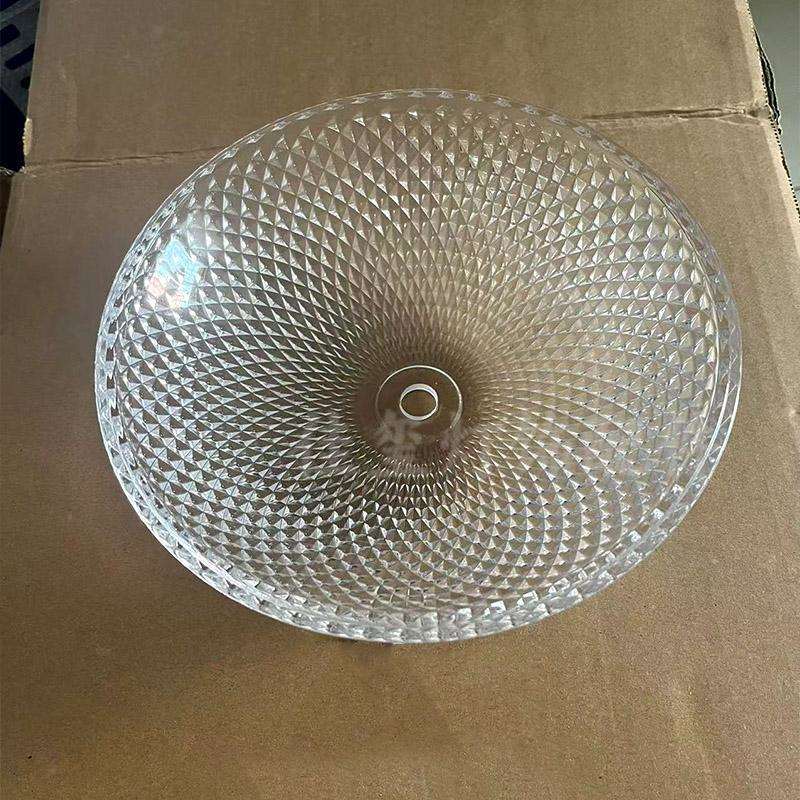 底部玻璃碗碟欧式水晶灯具配件透明琥珀色钻石纹玻璃碗碟灯碗扣碗