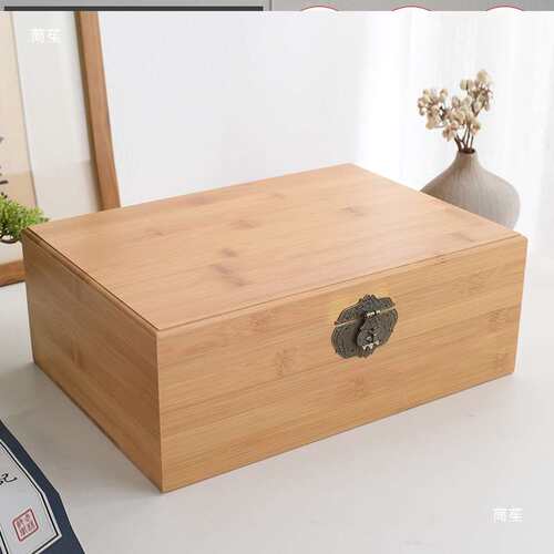 木盒复古带锁收纳盒密码木箱子家用桌面杂物收纳盒木盒子