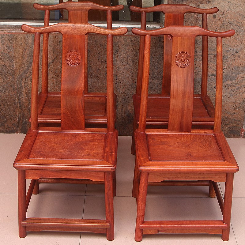 红木小椅子缅甸花梨小官帽椅酸枝实木靠背椅餐椅儿童椅仿古茶几椅