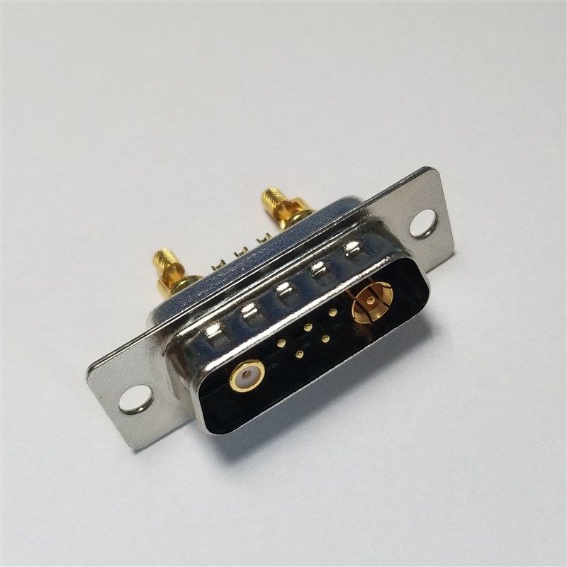 焊线7V2公母头 D-SUB射频连接器 混装D型5+2芯公母同轴接插件插头