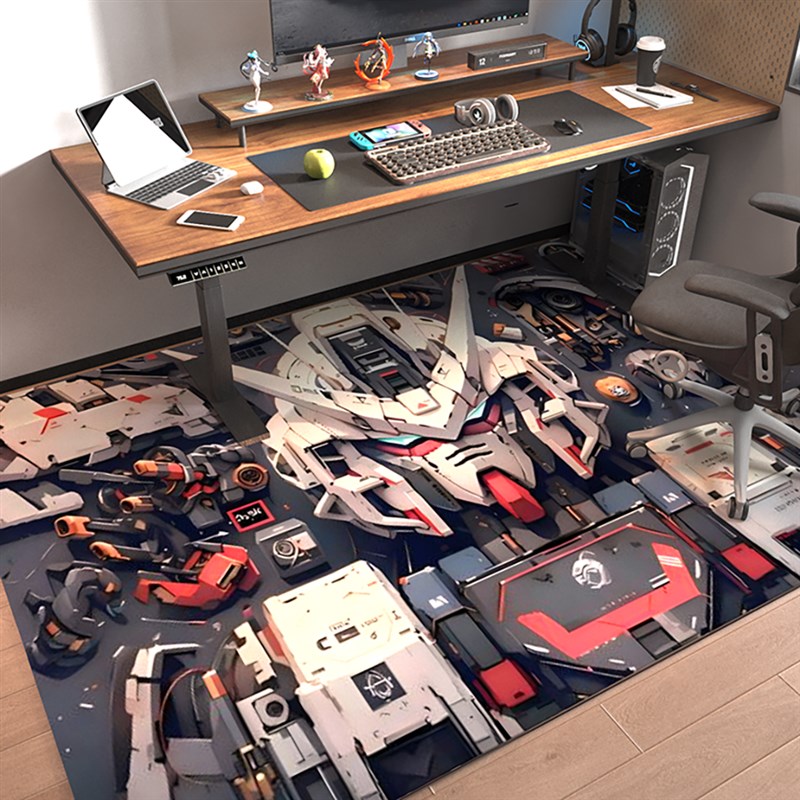 电竞房地垫高达书房书桌电脑椅转椅防滑耐脏男孩卧室床边客厅地毯