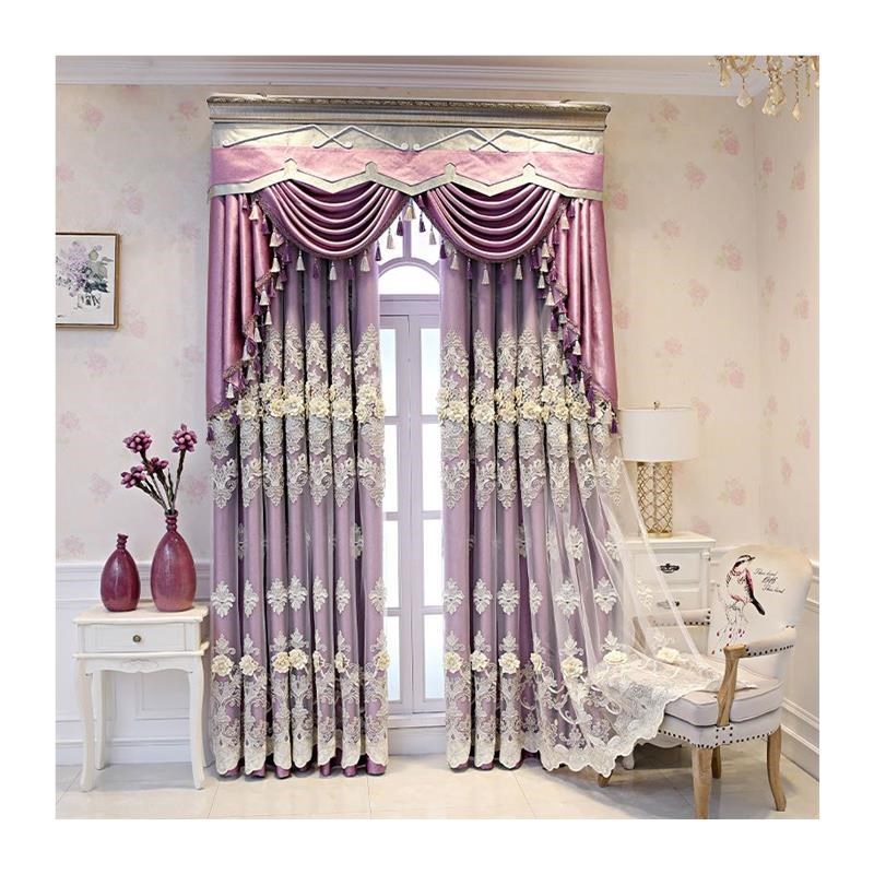 欧式高档浮雕绣花窗纱定制成品布纱一体客厅卧室层遮光窗帘
