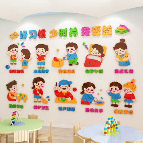 幼儿园习惯养成题墙环创成品文明礼仪走廊文化教室饰