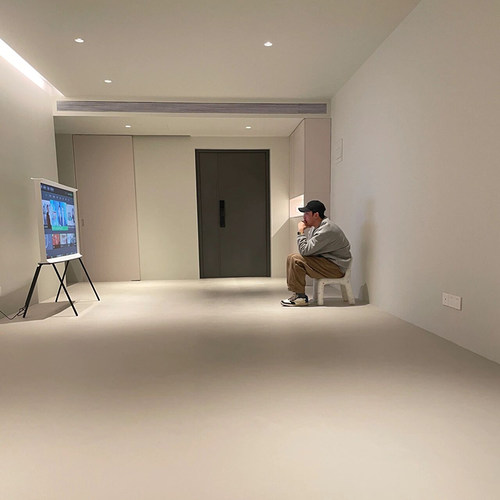 侘寂风微水泥艺术涂料包工包料墙地一体水泥漆地漆肌理背景