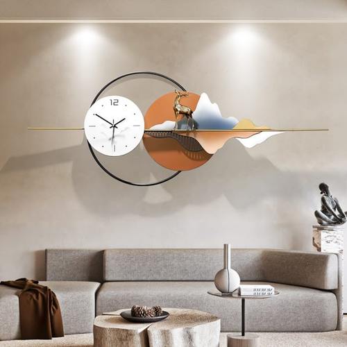 创意钟表现代简约大气挂钟时尚家用客厅电视背景墙壁装饰时钟静音