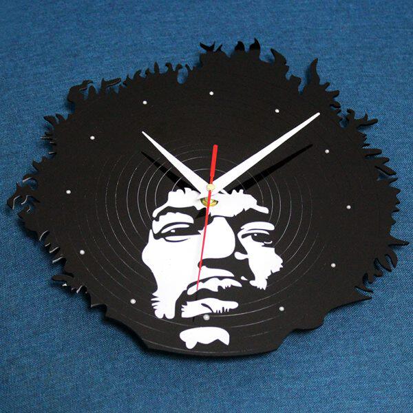 摇滚电吉他吉米·亨德里克斯时尚创意黑胶CD唱片挂钟家居装饰挂表