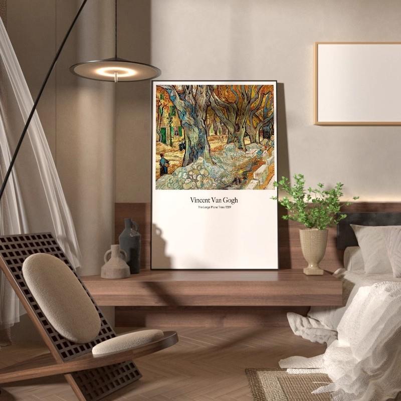 莫奈梵高装饰画升级砂岩布画法式轻奢客厅复古挂画美式名画油画