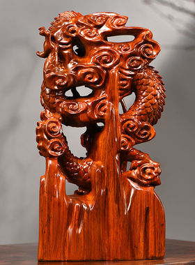 梨木雕龙实木十二生肖龙摆设家居客厅办公室装饰工艺品送礼