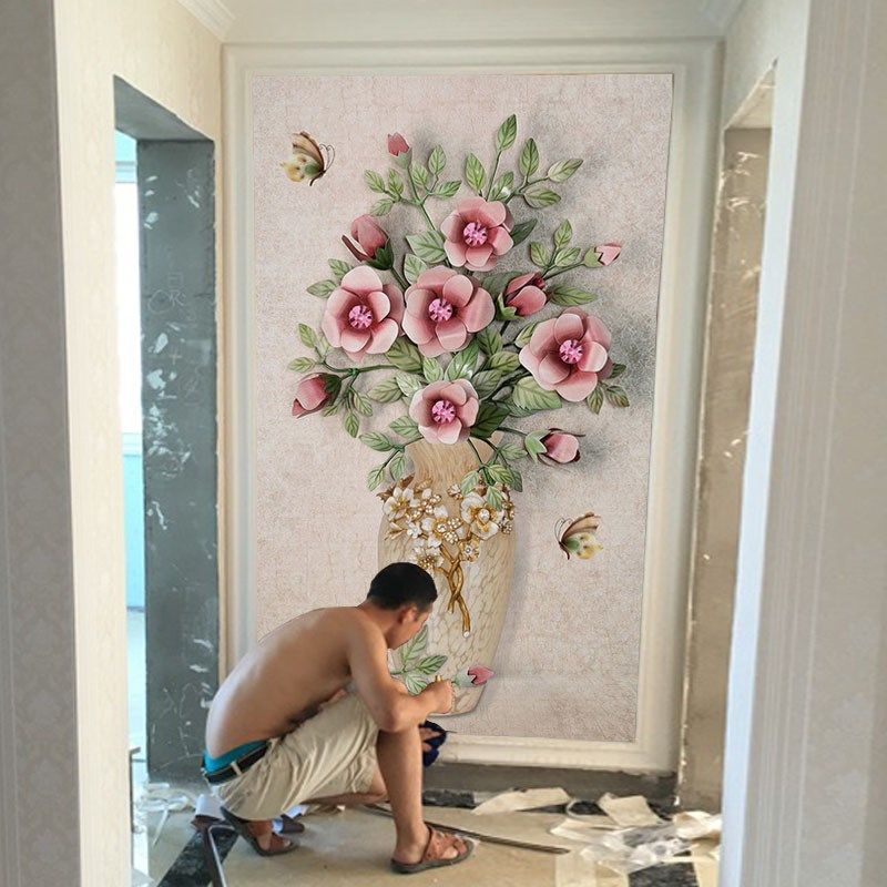 现代5d玄关立体背景墙壁纸走廊过道装饰d墙纸壁画d自粘墙贴