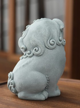 创意狻猊青砂石家居中式茶宠瑞兽摆件鱼缸造景吉祥物装饰工艺品