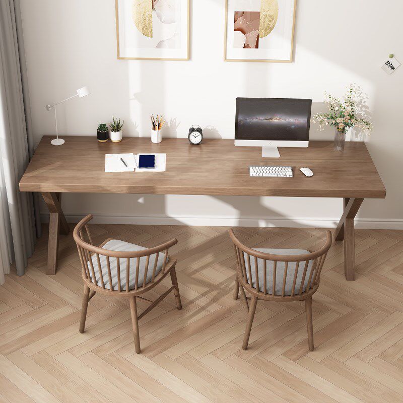 全实木书桌电脑桌办公学习桌一字板长条窄桌子靠墙写字台