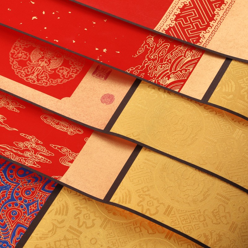 蜡染万年红对联挂轴四言瓦当吉语卷轴条屏精装裱大红春联纸空白宫