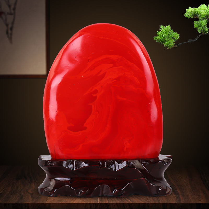 鸡血石奇石景观石家居客厅办公室装饰南非红碧玉观赏石头