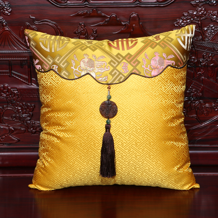 艺必旭 中式古典沙发田园流苏靠垫靠背 抱枕办公室靠枕创意靠包