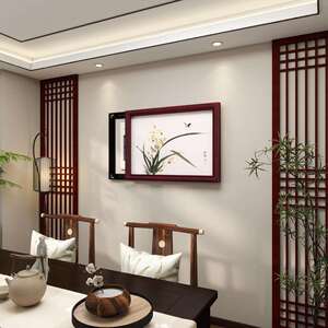 兰花图新中式电表箱装饰画免打孔饭厅挂画新款配电箱闸盒遮挡壁画