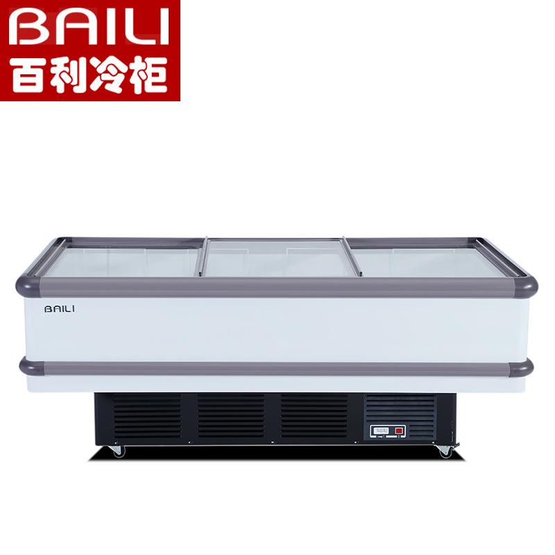 百利SC/SD-600大冰柜商用玻璃门海鲜岛柜冷冻展示柜卧式速冻冷柜