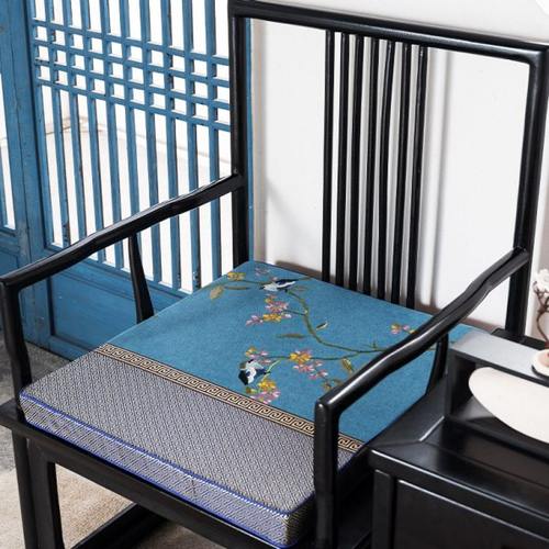 新中式红木沙发坐垫实木圈椅椅垫罗汉床古典中国风刺绣防滑垫定制
