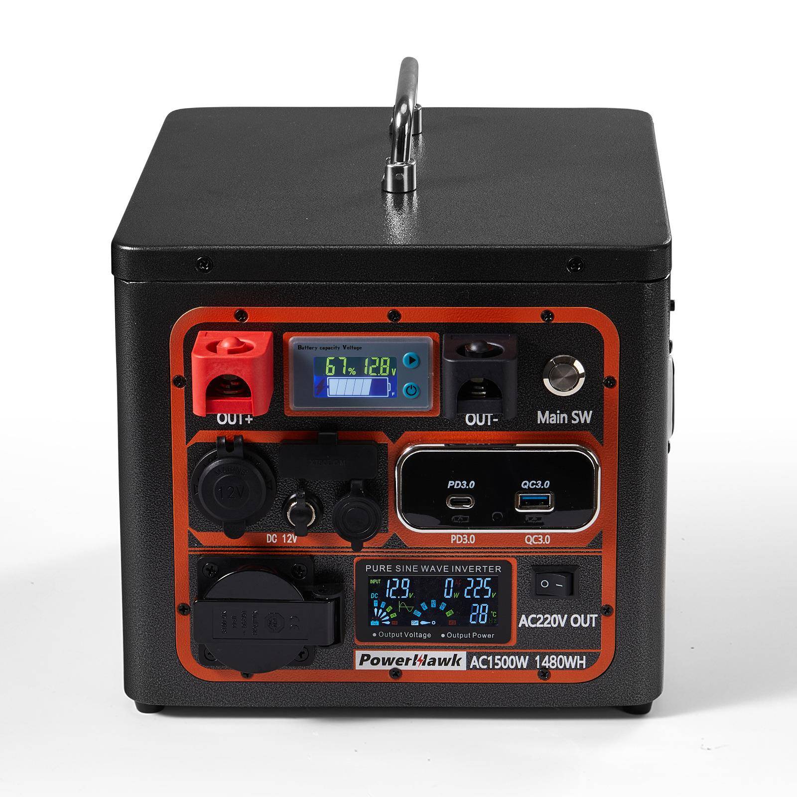 户外移动电源220V露营应急1500W大功率1.2度电12伏房车高功率