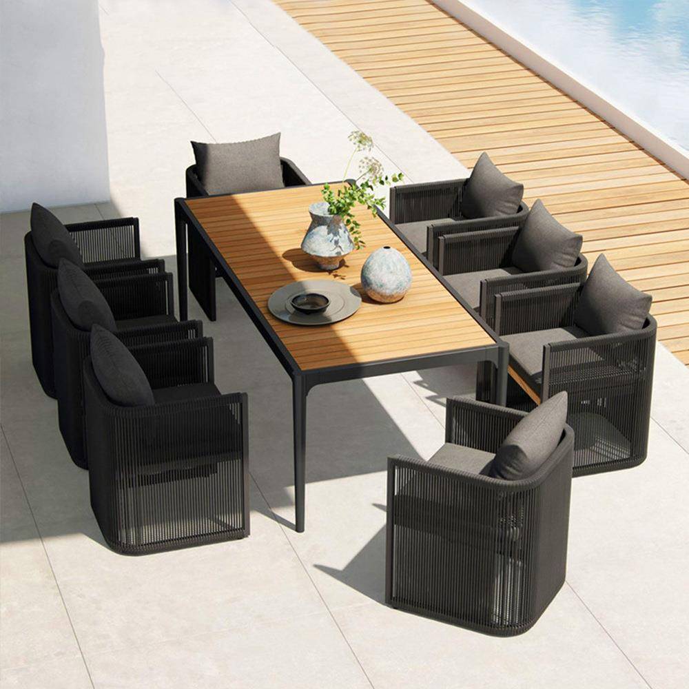 户外桌椅柚木绳编花园休闲阳台露天设计师酒店庭院样板间藤椅家具