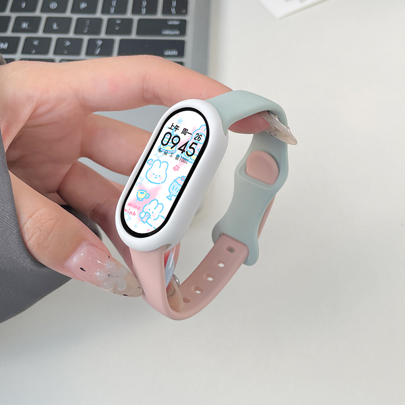 适用小米手环10表带硅胶一体小米手环9/8表带夏天女士小米7/6/5/4/3智能运动手腕带时尚透气配件十代表壳