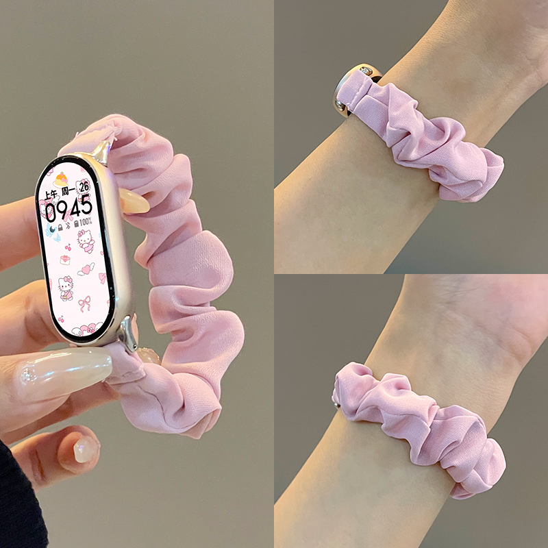 适用小米手环10表带女士发圈小米手环9/8表带腕带新款链条小米7/6/5智能运动表带夏天时尚陶瓷版替换配件