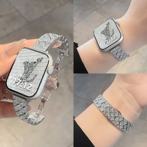 连遇applewatchs11金属镶钻表带