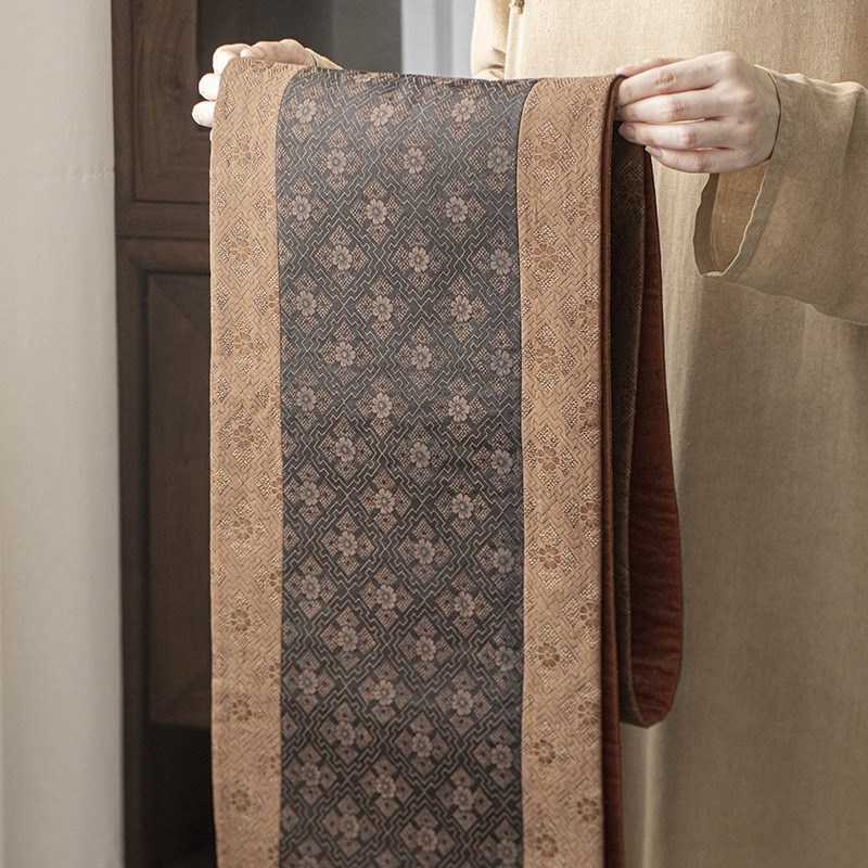 三拼色香云纱大茶席 柿蒂纹老料茶垫桌旗禅艺中式桌布