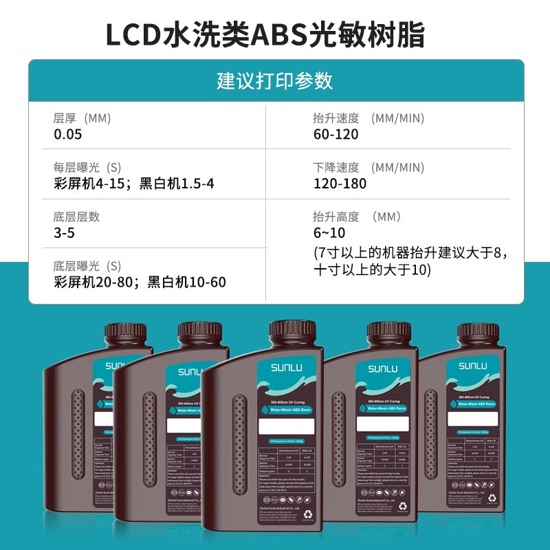 三绿3D打印耗材水洗类ABS光敏树脂可水洗易处理高精度树脂高强度L