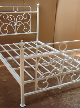 D29欧式铁艺床田园风格小户型单人床民宿白色公床铁架床