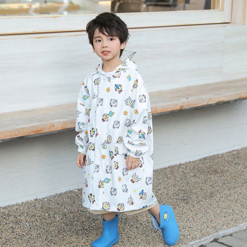 日系202新款卡通儿童雨衣全身速干透气防水幼儿园男女雨披书包位
