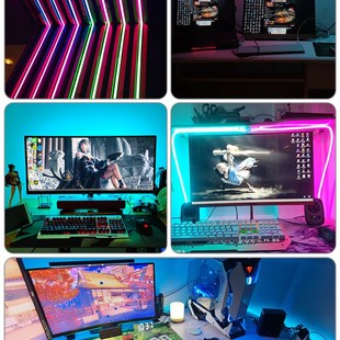 u灯带幻彩 变色电脑桌灯电池盒 跑马流水音乐七彩灯条