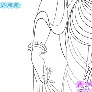 22张大千燉煌莫高山二百七十三窟初唐大士像工笔画白描底稿条幅