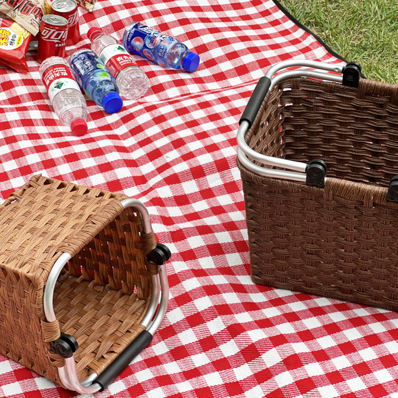 春游野餐篮子非藤编手提菜篮子采摘踏青in便携郊游野炊篮子编织