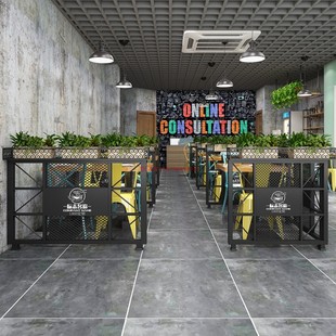 工业风卡座矮隔断架铁艺过道围栏酒吧隔栏餐饮饭店装饰护栏