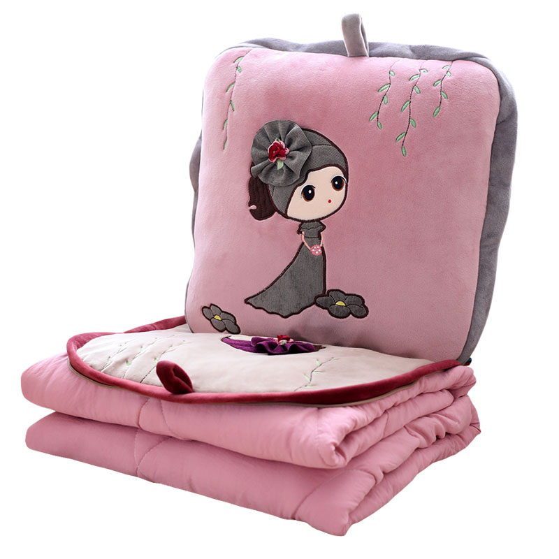 汽车抱枕被子两用女生可爱二合一靠枕头被冬季多功能车载午睡靠垫
