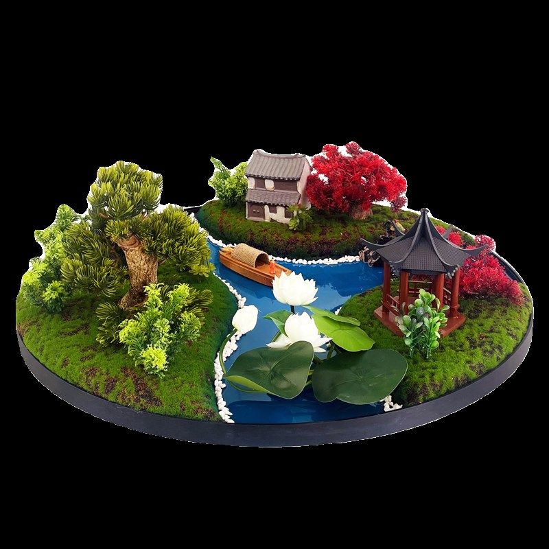 酒店圆桌转盘中间仿真微景观创意山水摆新餐桌,家居饰品,餐桌花艺,淘宝优惠券,粉丝福利购,淘宝优惠卷