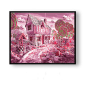 数字油画手工填色减压画富岳三十六景神奈川沖浪里油彩装 饰画