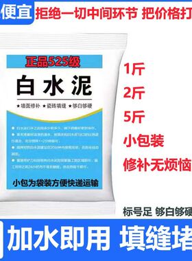 国标525白水泥家用防水防霉瓷砖填缝堵洞补墙地漏速干白色水泥胶