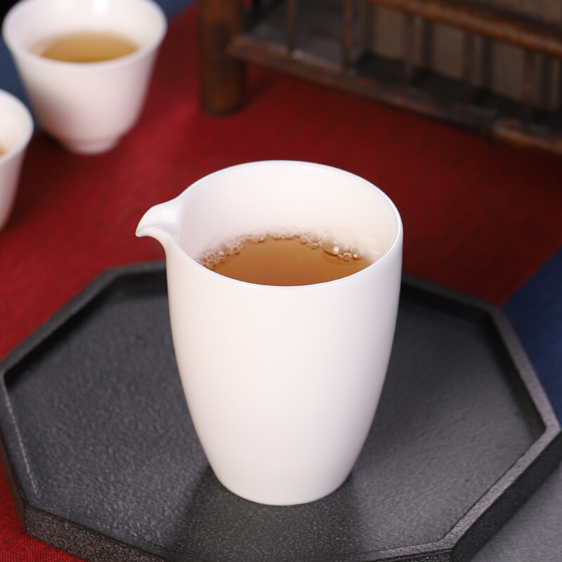 德化白瓷公道杯白色陶瓷茶水分离茶器茶具配件公杯单个功道公平