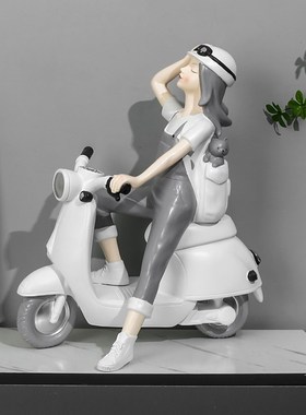 举气球甜美女孩治愈系咖啡馆汉服馆电视柜橱窗落地大型摆件装饰品