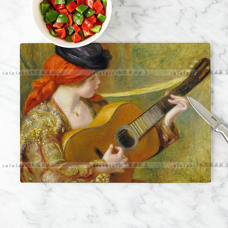 雷诺阿油画钢化玻璃菜板宝宝辅食砧板切水果隔热垫易洗,厨房/烹饪用具,砧板/菜板,淘宝优惠券,粉丝福利购,淘宝优惠卷