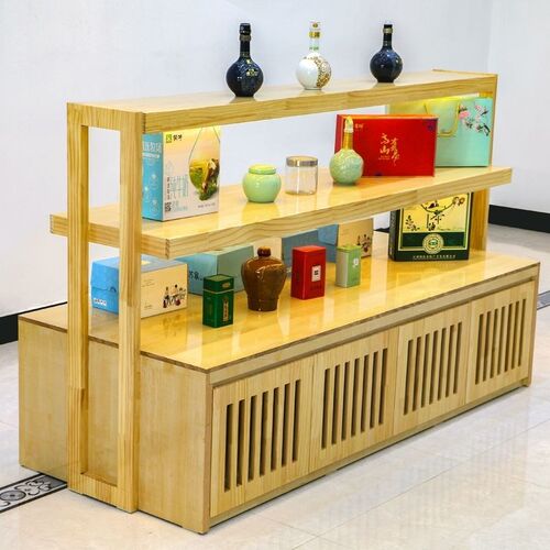 实木新茶叶中岛柜茶盘中岛台茶具展示架烟酒展柜茶叶柜展示柜
